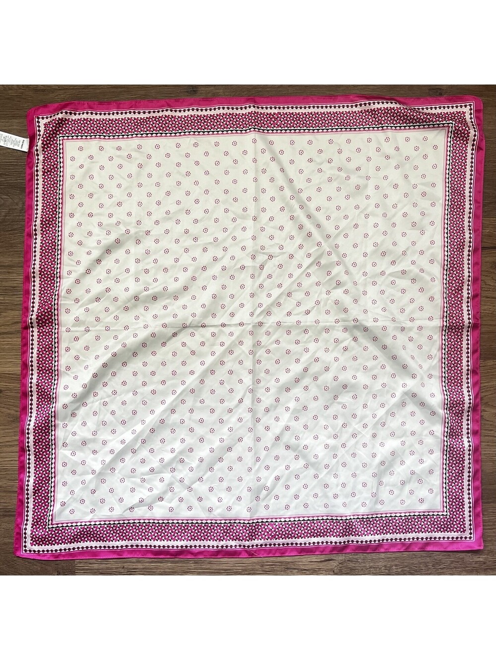 Old Navy Silky Satin Square Scarf Magenta Pink Geometric Pattern